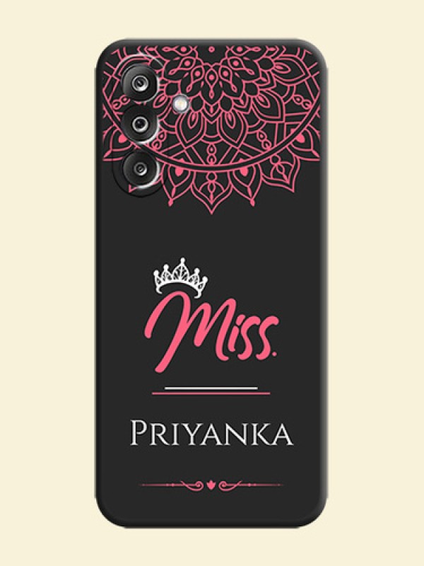 Mrs Name with Floral Design On Space Black Custom Soft Matte Mobile Back Cover - Samsung Galaxy F36 5G
