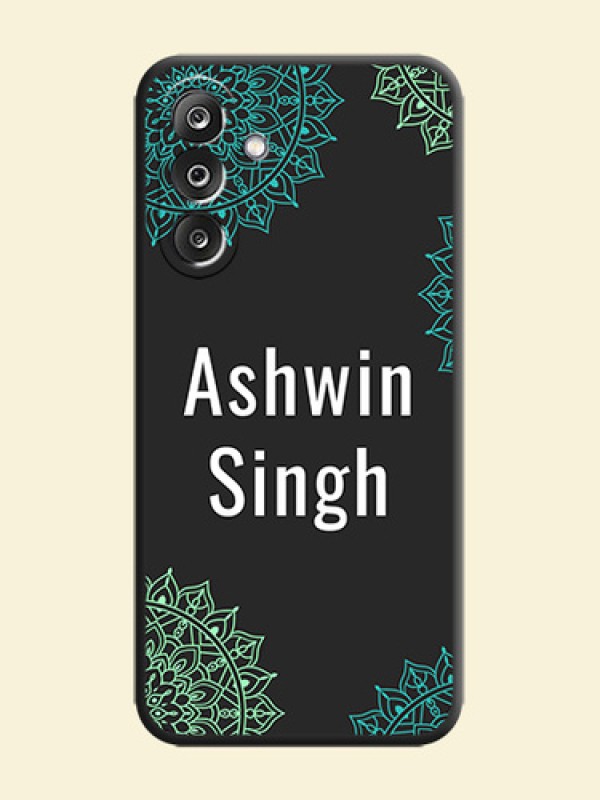 Your Name with Floral Design On Space Black Custom Soft Matte Mobile Back Cover - Samsung Galaxy F36 5G
