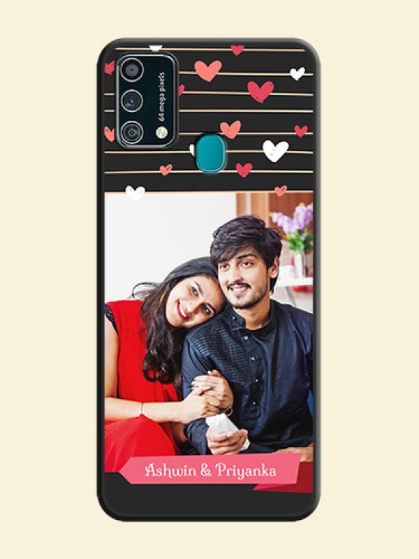Love Pattern with Name on Pink Ribbon  on Photo on Space Black Soft Matte Back Cover - Galaxy F41