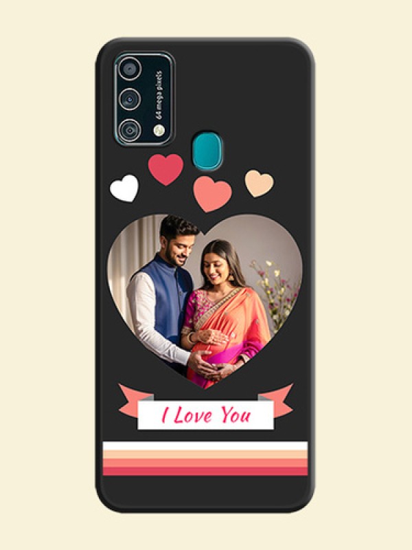 Love Shaped Photo with Colorful Stripes on Personalised Space Black Soft Matte Cases - Galaxy F41