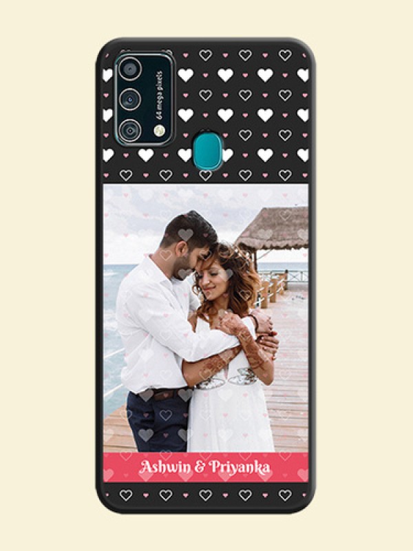 White Color Love Symbols with Text Design on Photo on Space Black Soft Matte Phone Cover - Galaxy F41