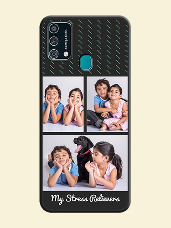 Cross Dotted Pattern with 2 Image Holder  on Personalised Space Black Soft Matte Cases - Galaxy F41