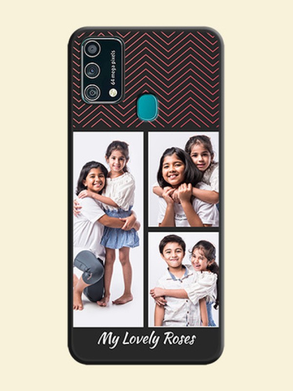Wave Pattern with 3 Image Holder on Space Black Custom Soft Matte Back Cover - Galaxy F41