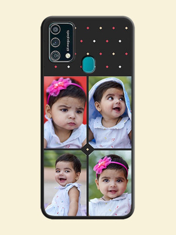 Multicolor Dotted Pattern with 4 Image Holder on Space Black Custom Soft Matte Phone Cases - Galaxy F41
