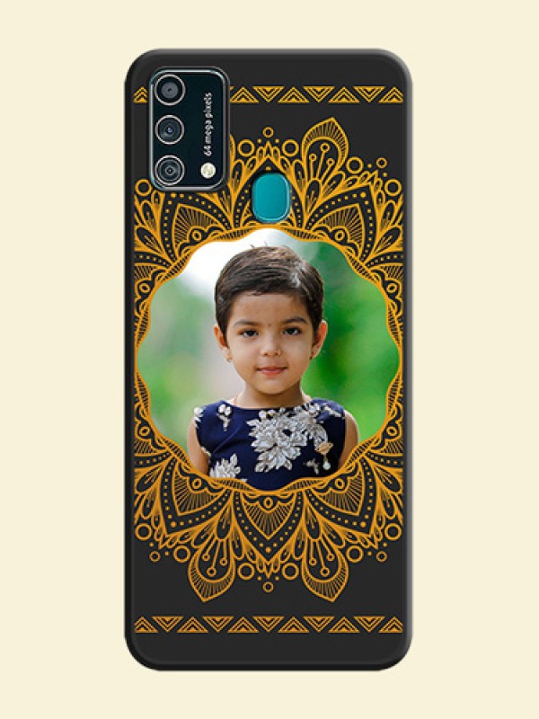 Round Image with Floral Design on Photo on Space Black Soft Matte Mobile Cover - Galaxy F41