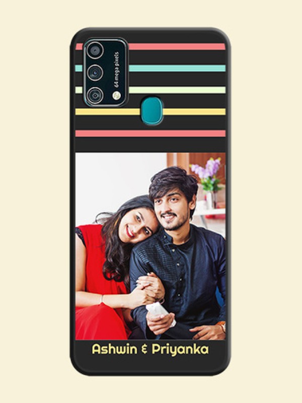 Color Stripes with Photo and Text on Photo on Space Black Soft Matte Mobile Case - Galaxy F41