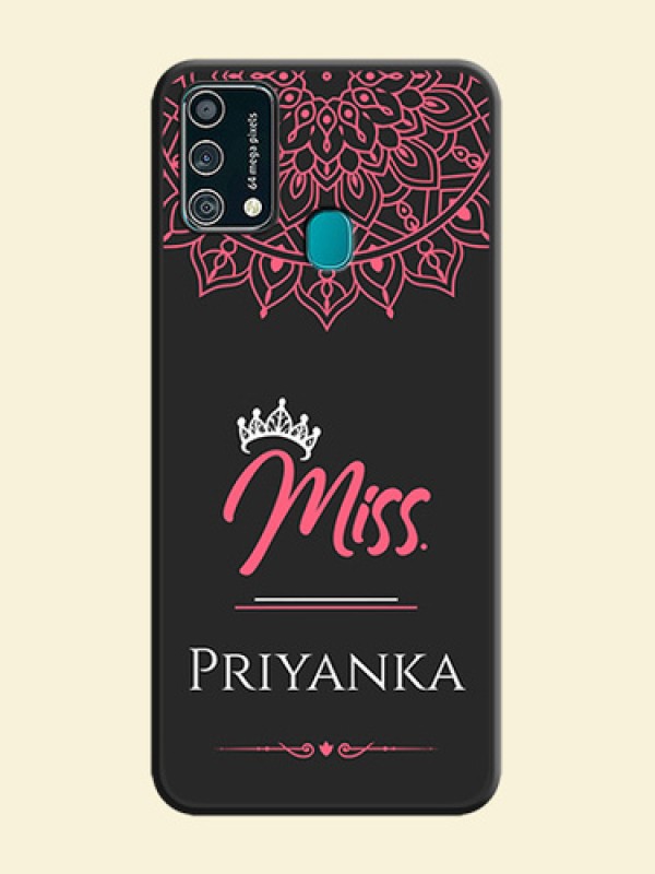 Mrs Name with Floral Design on Space Black Personalized Soft Matte Phone Covers - Galaxy F41