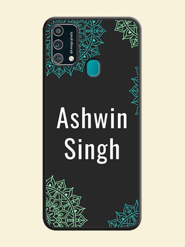 Your Name with Floral Design on Space Black Custom Soft Matte Back Cover - Galaxy F41