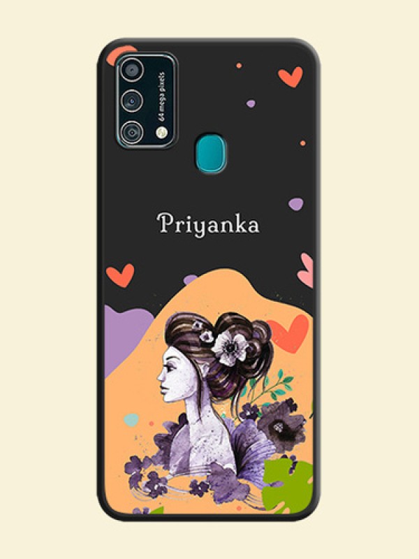 Namecase For Her With Fancy Lady Image On Space Black Personalized Soft Matte Phone Covers -Samsung Galaxy F41