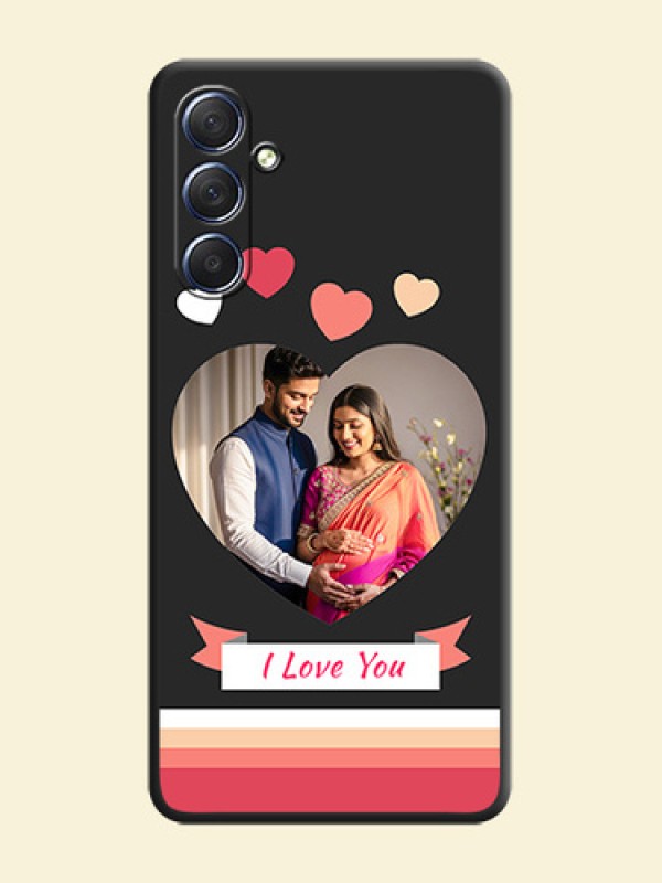 Love Shaped Photo with Colorful Stripes on Personalised Space Black Soft Matte Cases - Galaxy F54 5G