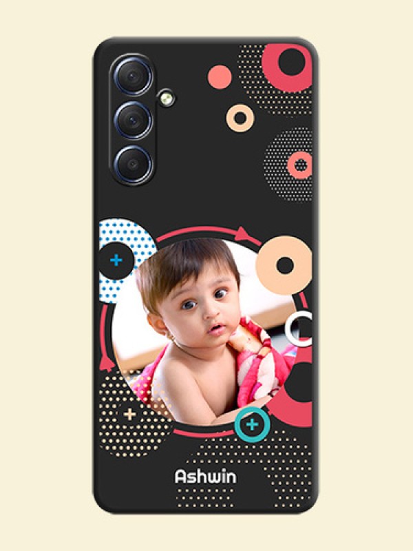 Multicoloured Round Image on Personalised Space Black Soft Matte Cases - Galaxy F54 5G