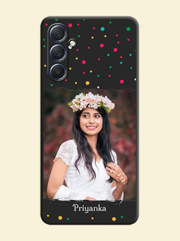 Multicolor Dotted Pattern with Text on Space Black Custom Soft Matte Phone Back Cover - Galaxy F54 5G