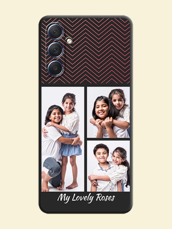 Wave Pattern with 3 Image Holder on Space Black Custom Soft Matte Back Cover - Galaxy F54 5G