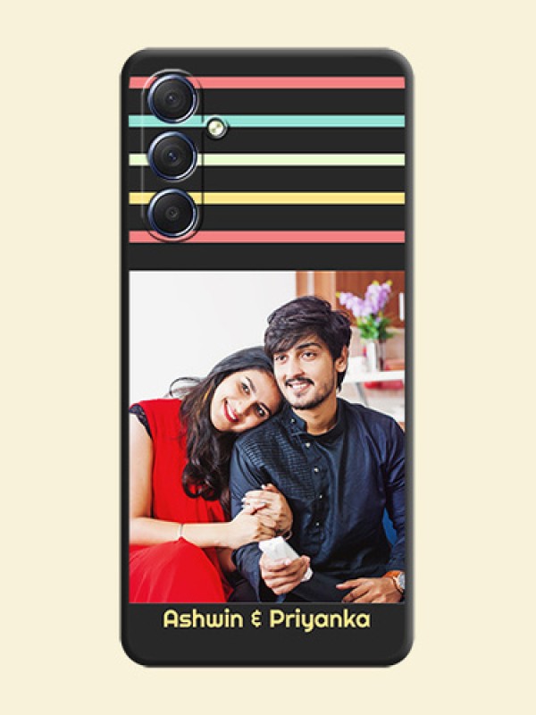 Color Stripes with Photo and Text - Photo on Space Black Soft Matte Mobile Case - Galaxy F54 5G