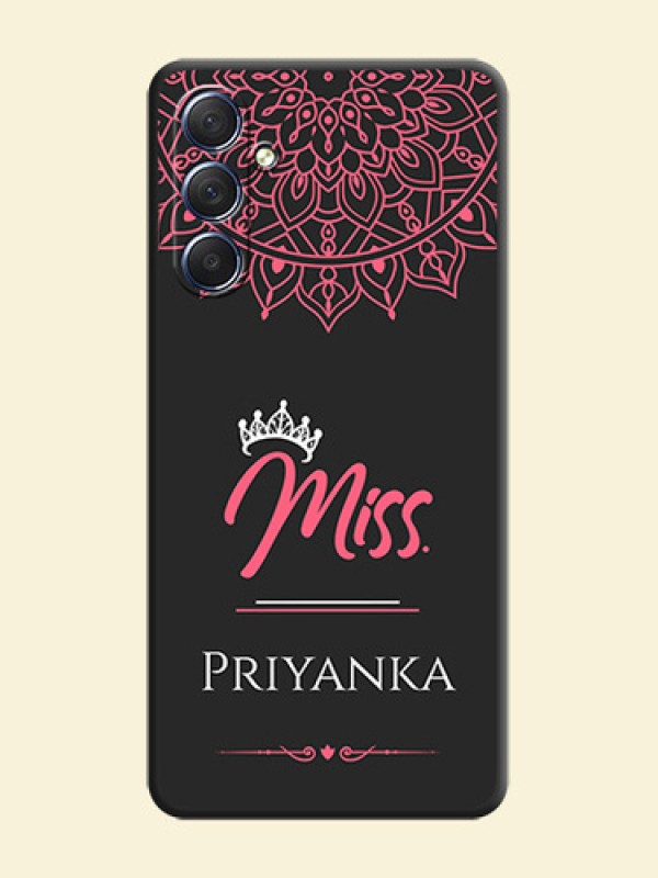 Mrs Name with Floral Design on Space Black Personalized Soft Matte Phone Covers - Galaxy F54 5G