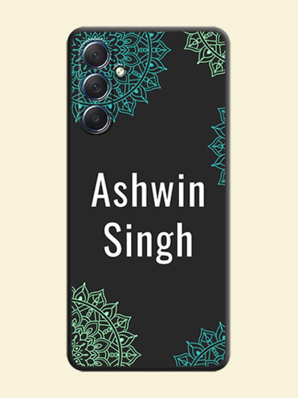 Your Name with Floral Design on Space Black Custom Soft Matte Back Cover - Galaxy F54 5G