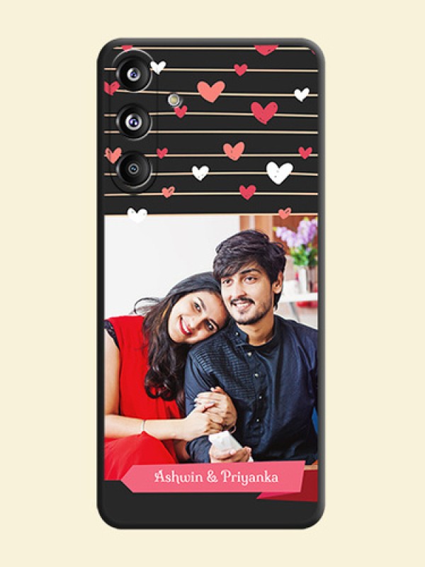 Love Pattern with Name on Pink Ribbon on Photo On Space Black Custom Soft Matte Mobile Back Cover - Galaxy F55 5G