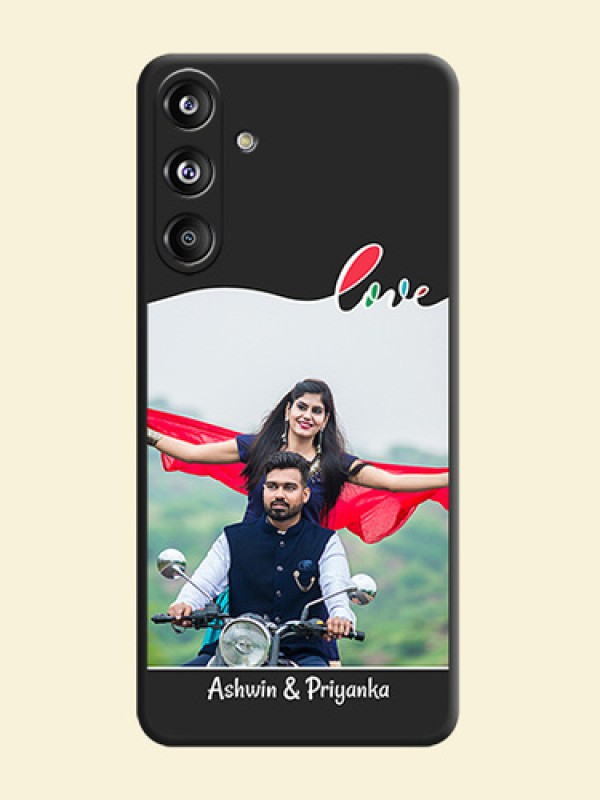 Fall in Love Pattern with Picture on Photo On Space Black Custom Soft Matte Mobile Back Cover - Galaxy F55 5G
