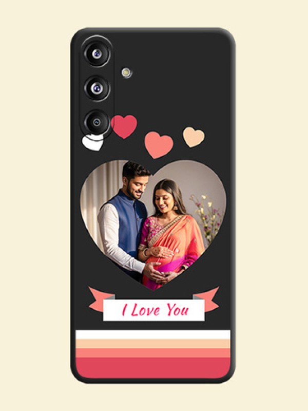 Love Shaped Photo with Colorful Stripes On Space Black Custom Soft Matte Mobile Back Cover - Galaxy F55 5G
