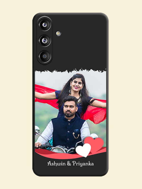 Pin Color Love Shaped Ribbon Design with Text On Space Black Custom Soft Matte Mobile Back Cover - Galaxy F55 5G
