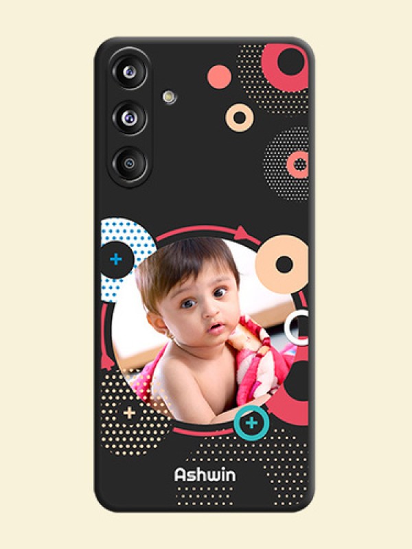 Multicoloured Round Image On Space Black Custom Soft Matte Mobile Back Cover - Galaxy F55 5G