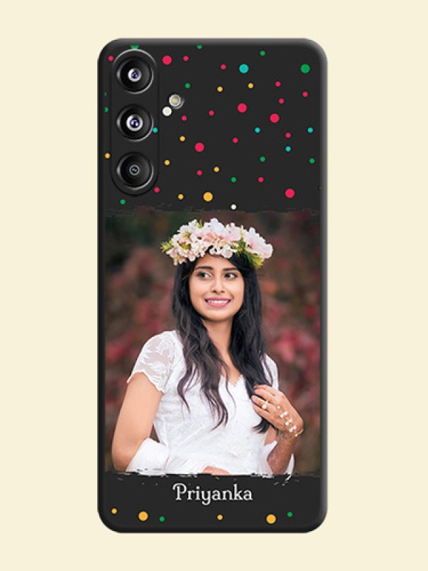 Multicolor Dotted Pattern with Text On Space Black Custom Soft Matte Mobile Back Cover - Galaxy F55 5G