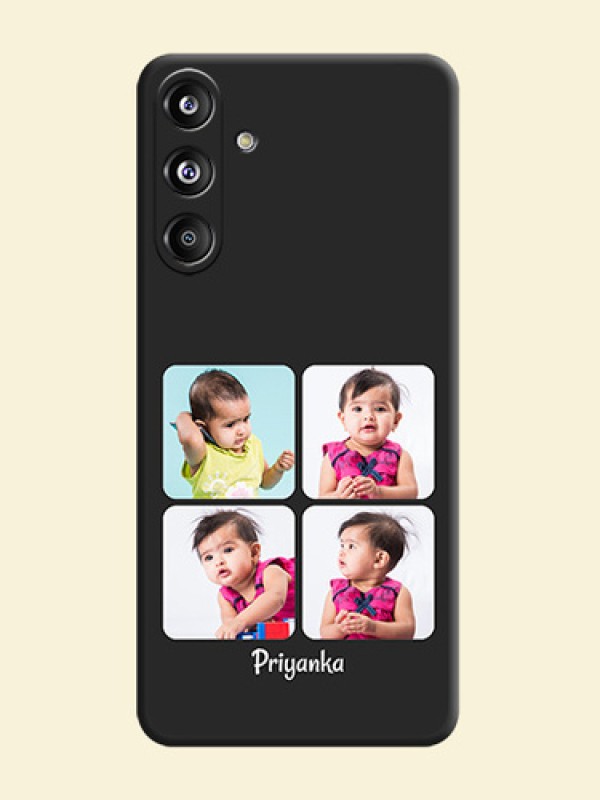 Floral Art with 6 Image Holder on Photo On Space Black Custom Soft Matte Mobile Back Cover - Galaxy F55 5G