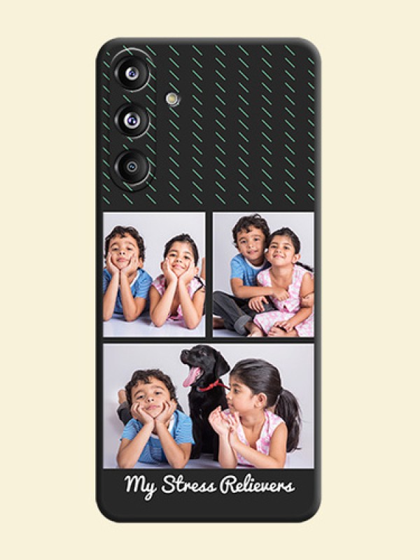 Cross Dotted Pattern with 2 Image Holder On Space Black Custom Soft Matte Mobile Back Cover - Galaxy F55 5G