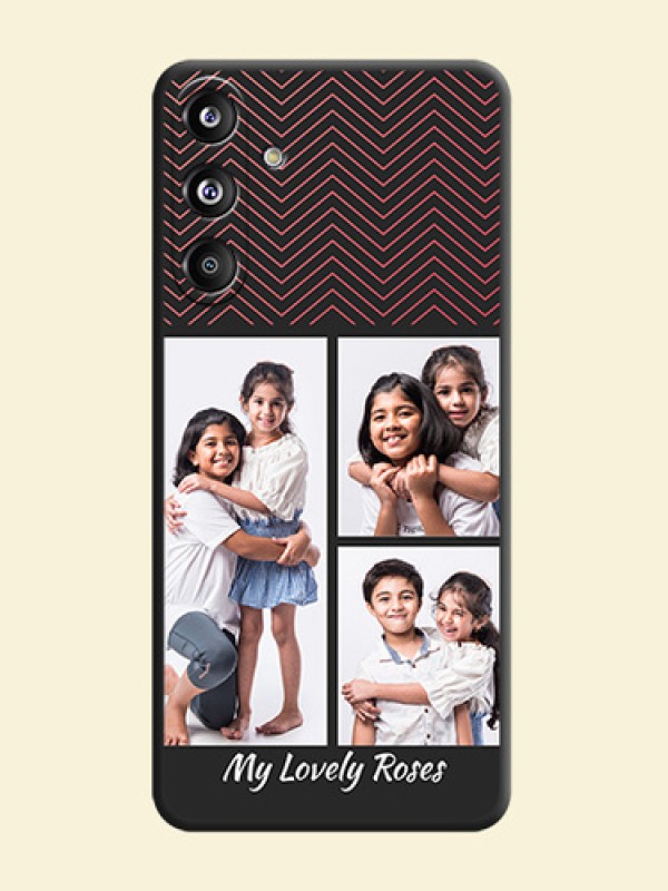 Wave Pattern with 3 Image Holder On Space Black Custom Soft Matte Mobile Back Cover - Galaxy F55 5G