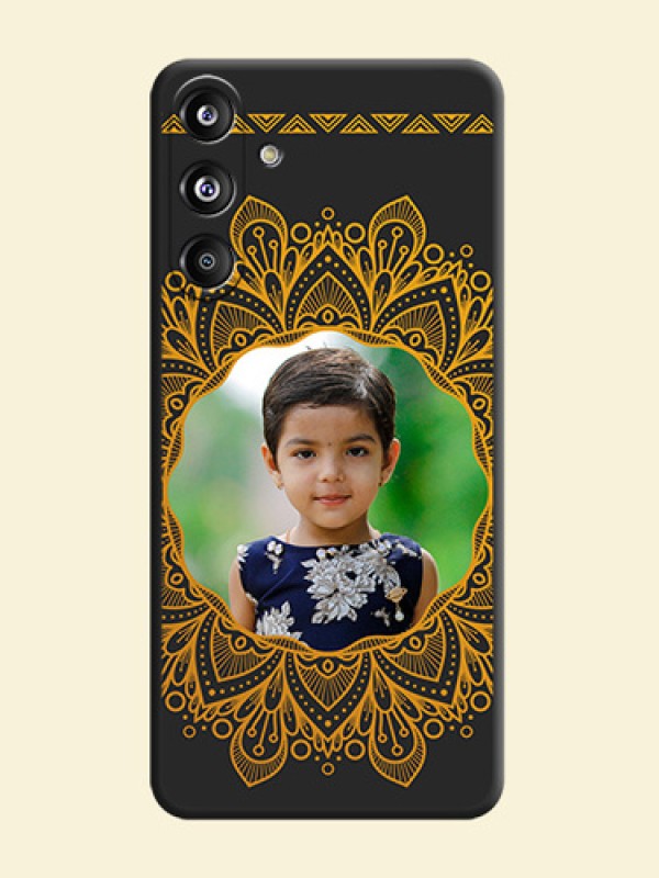 Round Image with Floral Design On Space Black Custom Soft Matte Mobile Back Cover - Galaxy F55 5G