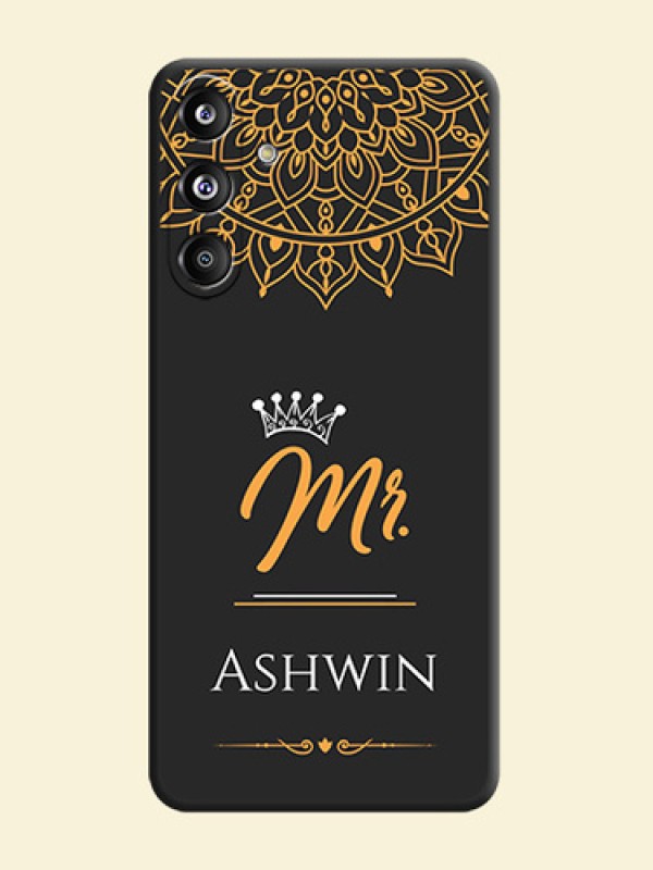 Mr Name with Floral Design On Space Black Custom Soft Matte Mobile Back Cover - Galaxy F55 5G