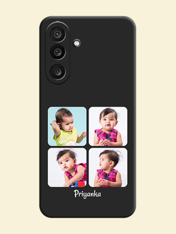 Floral Art with 6 Image Holder on Photo On Space Black Custom Soft Matte Mobile Back Cover - Samsung Galaxy F56 5G