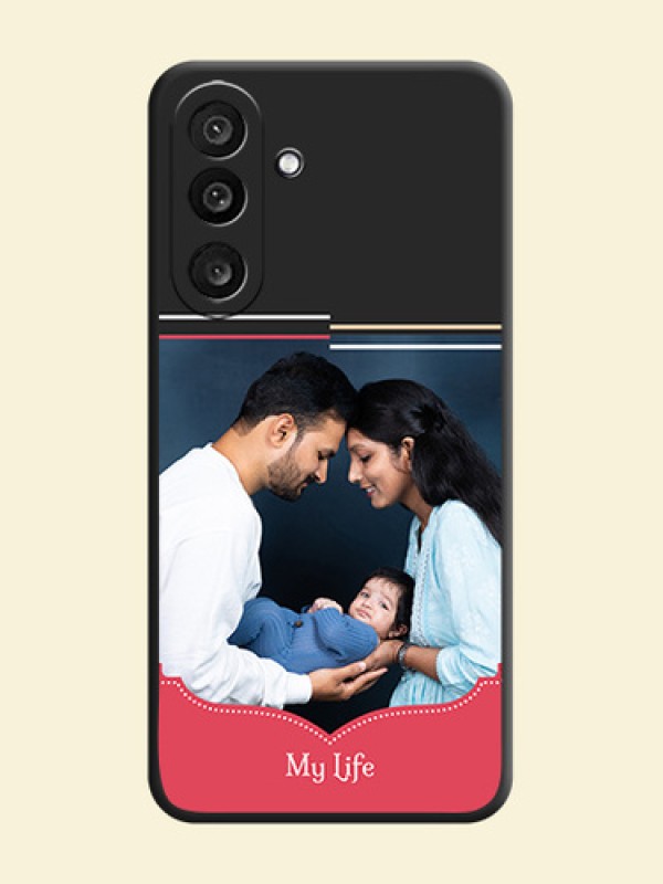 Classic Plain Design with Name On Space Black Custom Soft Matte Mobile Back Cover - Samsung Galaxy F56 5G
