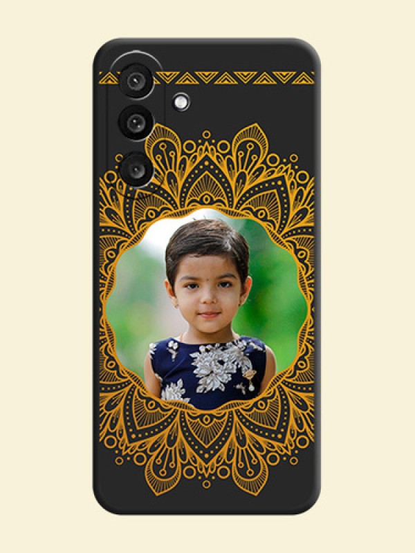 Round Image with Floral Design On Space Black Custom Soft Matte Mobile Back Cover - Samsung Galaxy F56 5G
