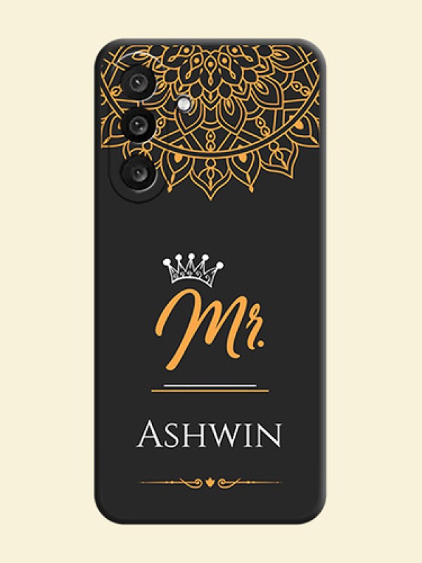 Mr Name with Floral Design On Space Black Custom Soft Matte Mobile Back Cover - Samsung Galaxy F56 5G