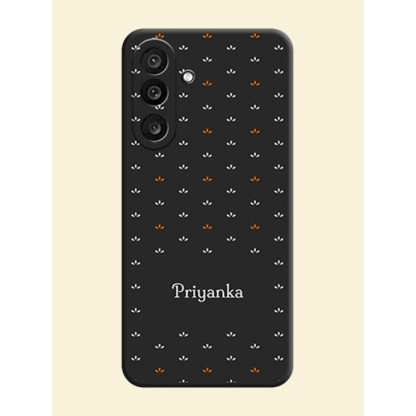Simple Pattern With Custom Text On Space Black Custom Soft Matte Mobile Back Cover - Samsung Galaxy F56 5G