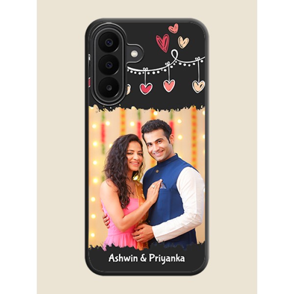 Pink Love Hangings with Name On Space Black Custom Soft Matte Mobile Back Cover - Samsung Galaxy F70 Pro 5G Pink Love Hangings with Name On Space Black Custom Soft Matte Mobile Back Cover - Samsung Galaxy F70 Pro 5G
