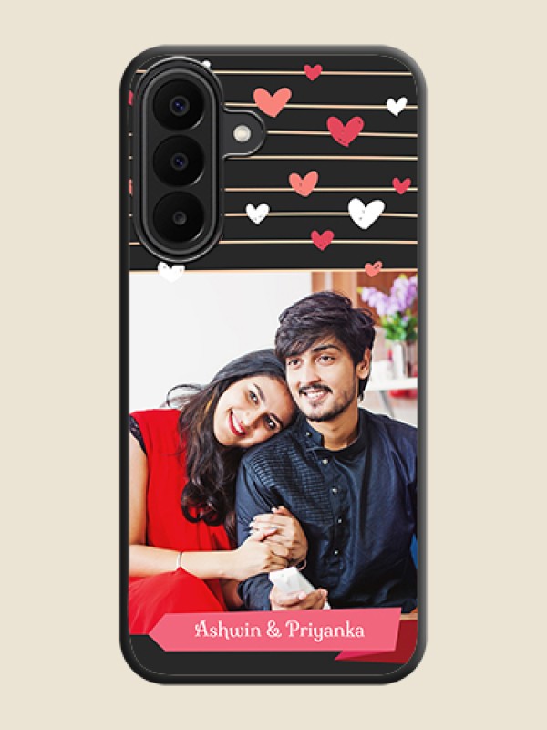 Love Pattern with Name on Pink Ribbon on Photo On Space Black Custom Soft Matte Mobile Back Cover - Samsung Galaxy F70 Pro 5G