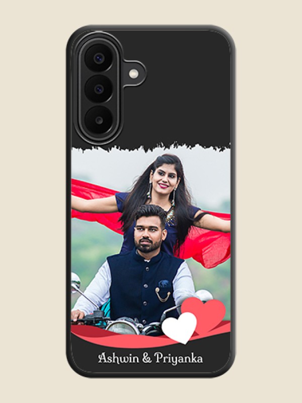 Pin Color Love Shaped Ribbon Design with Text On Space Black Custom Soft Matte Mobile Back Cover - Samsung Galaxy F70 Pro 5G