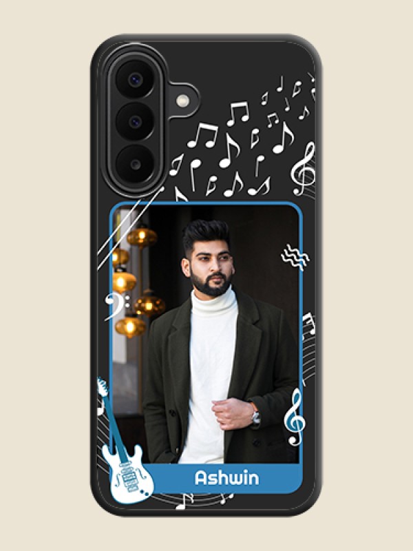 Musical Theme Design with Text on Photo On Space Black Custom Soft Matte Mobile Back Cover - Samsung Galaxy F70 Pro 5G