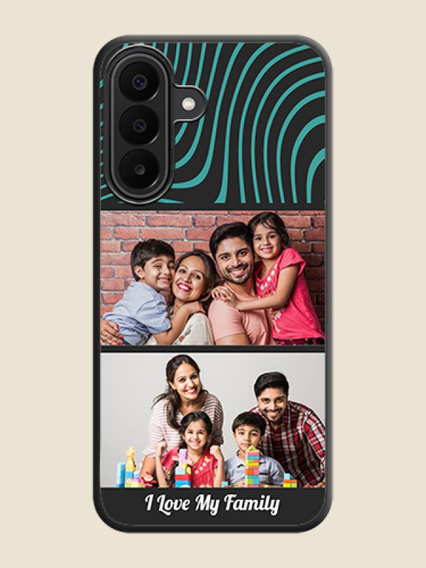 Wave Pattern with 2 Image Holder On Space Black Custom Soft Matte Mobile Back Cover - Samsung Galaxy F70 Pro 5G