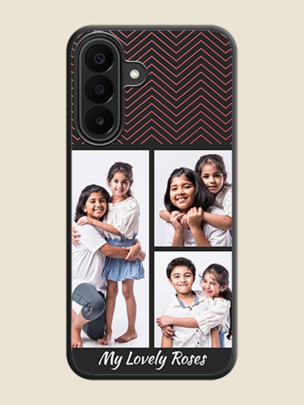 Wave Pattern with 3 Image Holder On Space Black Custom Soft Matte Mobile Back Cover - Samsung Galaxy F70 Pro 5G