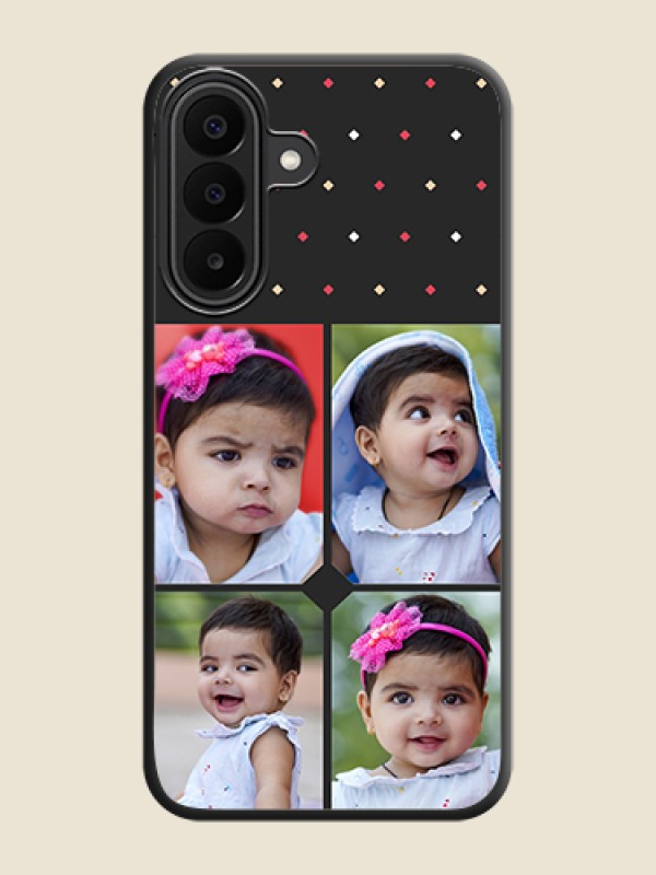 Multicolor Dotted Pattern with 4 Image Holder On Space Black Custom Soft Matte Mobile Back Cover - Samsung Galaxy F70 Pro 5G