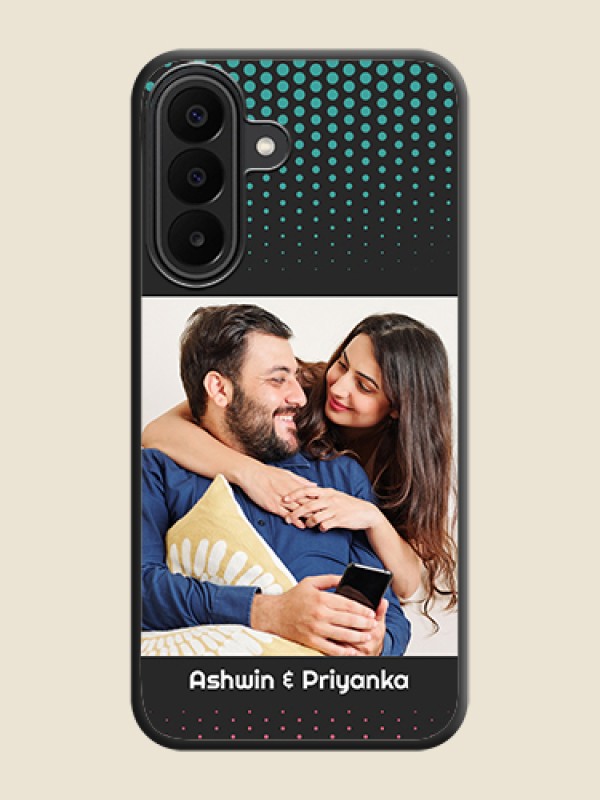 Faded Dots with Grunge Photo Frame and Text On Space Black Custom Soft Matte Mobile Back Cover - Samsung Galaxy F70 Pro 5G