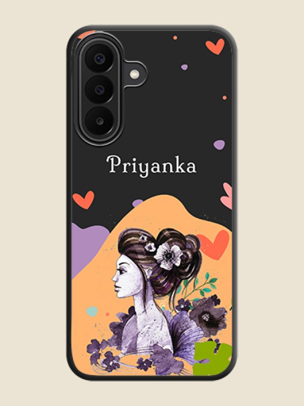 Namecase For Her With Fancy Lady Image On Space Black Custom Soft Matte Mobile Back Cover - Samsung Galaxy F70 Pro 5G