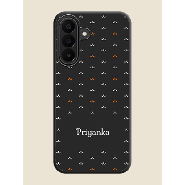 Simple Pattern With Custom Text On Space Black Custom Soft Matte Mobile Back Cover - Samsung Galaxy F70 Pro 5G