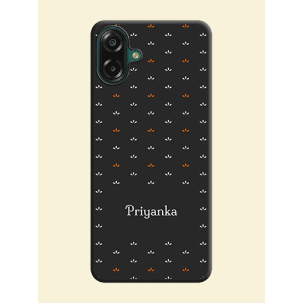 Simple Pattern With Custom Text On Space Black Custom Soft Matte Mobile Back Cover - Samsung Galaxy F70e 5G