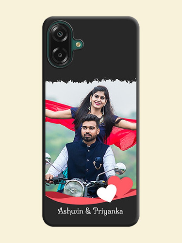 Pin Color Love Shaped Ribbon Design with Text On Space Black Custom Soft Matte Mobile Back Cover - Samsung Galaxy M07