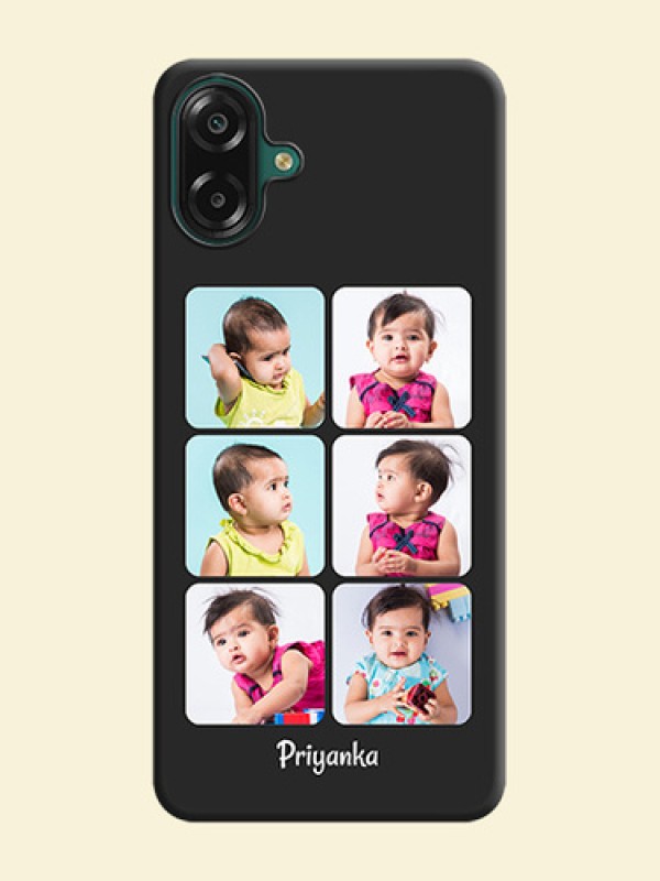 Floral Art with 6 Image Holder on Photo On Space Black Custom Soft Matte Mobile Back Cover - Samsung Galaxy M07