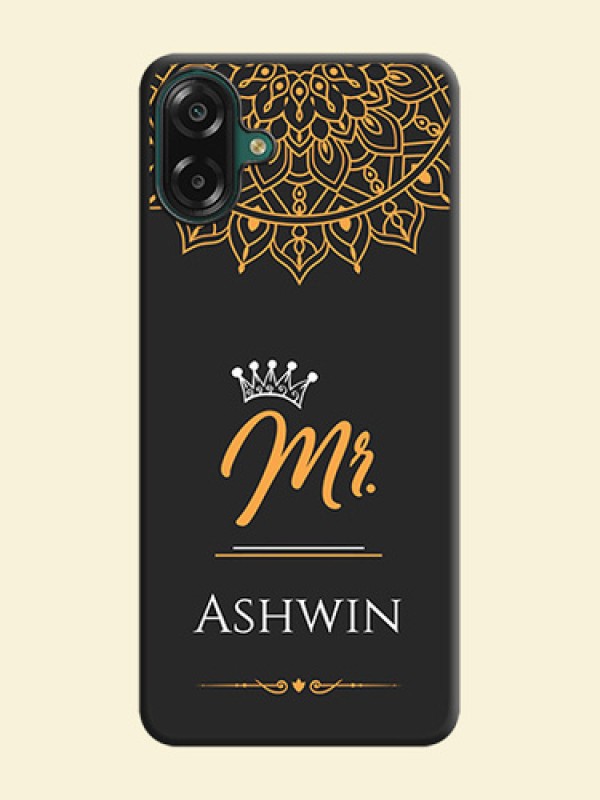 Mr Name with Floral Design On Space Black Custom Soft Matte Mobile Back Cover - Samsung Galaxy M07